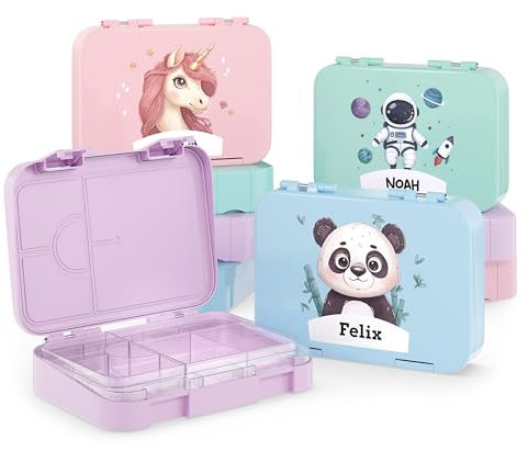 Bärenwerke EW MB 2115 Personalisierte Kinder Brotdose mit Name - Lunchbox mit Fächern und Unterteilung - Geschenkidee