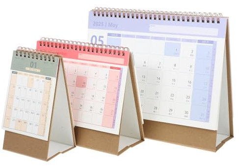 COHEALI 3 Stück 2025 Tischkalender Bürokalender Kleiner Tischkalender Stehkalender Schreibtisch Monatskalender Schreibtischunterlage Notiz Tischkalender Büro Monatskalender