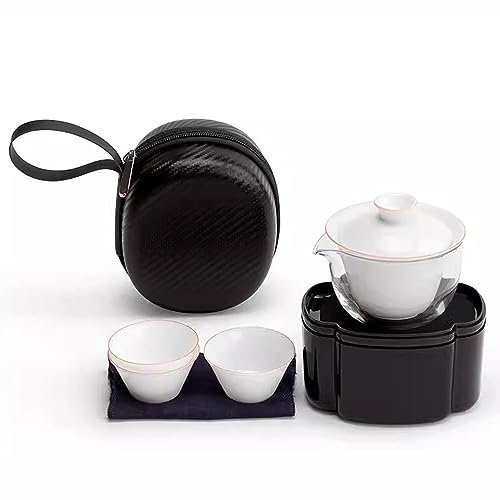 XaEjNzwDT Tetera marroqui teteras para te Juego de te Juego de té de cerámica One Pot Three Cups, Juego de té portátil de Viaje Kung Fu(Color:B,Size:)