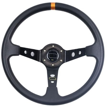 Sportlenkrad Universal 350mm 14 Zoll Wildleder Auto Racing Lenkräder Driften Sport Lenkrad Holzlenkrad(PU-black-Gold)