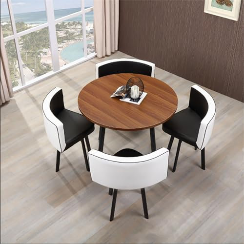 OCAZI Schlichter Kleiner Runder Tisch KüChenEsstischSet Moderne Runde FrüHstüCksbar Runde MöBel Tisch Und StuhlSet Runder Konferenztisch für Esszimmer/Küche #120 80x75cm/31.5x29.5in(WxH)