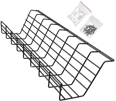Housoutil 1 Stück unter Schreibtisch Kabel Organizer Fach Schwarz Metall Draht Rack Kabel Ordentlich für Desktop Spanplatten Montierbar