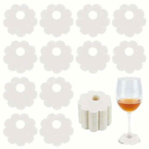 FINGERINSPIRE 150Pcs Marqueur de Verre à Vin en Forme de Fleur en Papier Beige Breloques pour Verre à Vin Étiquette de Nom de Cocktail Étiquette Identification Verre à Vin pour Mariage Fête Prénatale