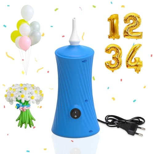 PlusFive - Bomba eléctrica para globos largos y hoja de aluminio, bomba de globo portátil, bomba de inflado para globos de cumpleaños, boda, Navidad y decoraciones de fiesta
