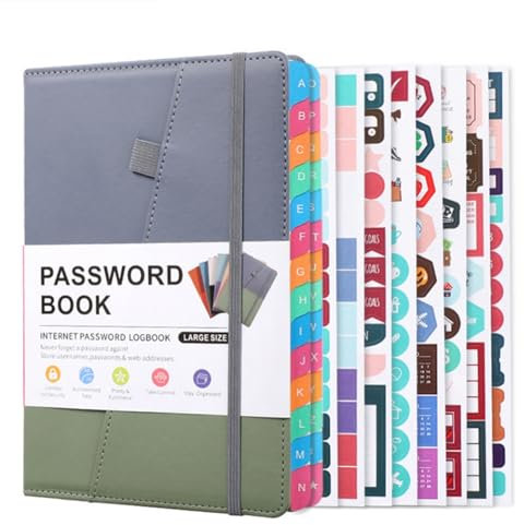 Asuinxurr Passwortbuch mit Alphabetischen Tabs für Senioren, Passwort-Notizbuch für Internet-Website-Adressanmeldung im Detail,C Ca. 21,3 X 15 cm