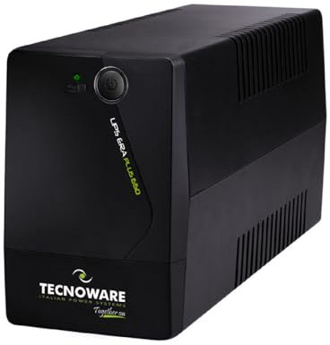 Tecnoware UPS 650VA para PC/Modem, NO Gaming/Consola, SAI ERA Plus, 2 Schuko, Protege de apagones y Picos de tensión PC, módem, videovigilancia, TPV, NAS, POS