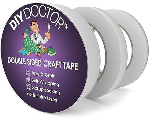 DIY Doctor Double Sided Tape - 3 Rolls (6mm, 12mm, 25mm) - Thin Craft Adhesive for Gift Wrapping, Scrapbooking, and DIY Projects - Strong, Clear & No-Residue Sticky Tape for Home & Office