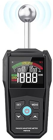 Misuratore di Umidità, Misuratore di umidità Rilevatore di umidità for legname in legno Funzione di allarme Tester di umidità Igrometro sferico senza contatto Rilevamento di umidità per legna da arder