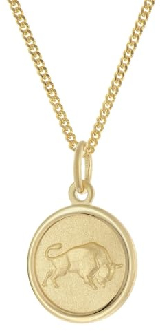 trendor Kinder Sternzeichen Stier Gold 333 mit vergoldeter Kette 28468-05 | wunderschönes Schmuckstück für Mädchen und Jungen, zauberhafte Geschenkidee