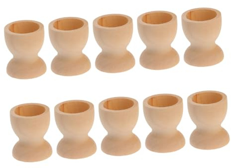 PartyKindom 20pcs Wooden Egg Cups for DIY Easter Egg Holder Tray Unpainted Natural Wood Storage Stand and Tabletop Crafts for Creative Decorating and Stacking Games