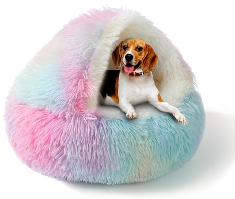 SUOXU Cuccia calmante per cani di piccola taglia, grande cuccia per gatti, calda, accogliente e in peluche per l'inverno per cani, fondo antiscivolo, lavabile in lavatrice, divano anti-ansia per