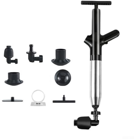 Stantuffo portatile per WC, per bagno, accessori da bagno, sblocco WC, stantuffo con supporto (nero)