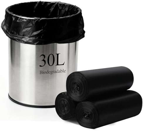 30 Litre Bin Liners 60 Bags, Biodegradable Food Waste Garbage Bags