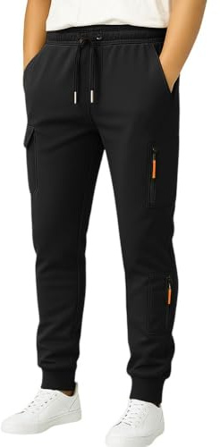 Hpbygstae Pantalones de chándal para hombre con cremallera, bolsillos, pantalones largos de deporte, pantalones de entrenamiento, pantalones de fitness, Negro , XXL