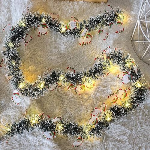 Weihnachtsgirlande mit Beleuchtung, 10M Tannengirlande mit Beleuchtung Girlande Weihnachten mit 100 LED Lichterkette Künstliche Tannengirlande mit Timer Weihnachtsdeko Girlande für Innen Außen (B-10m)