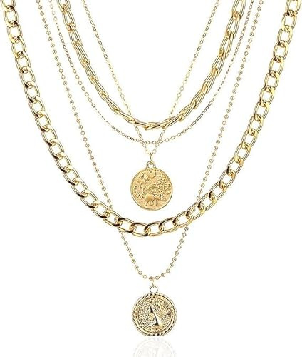 YUEXNKO Halskette Pirat, Piratens Chmuck Damen, Piraten Schmuck, Piraten Kette Damen, Damens Gold Kette Accessoires, Pirat Halskette Modeschmuck, für Karneval, Halloween, Mottoparty