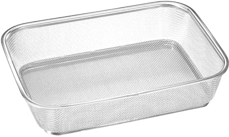 Housoutil Cesta de escurrido grande de acero inoxidable, cesta multiusos para lavar frutas y verduras, cesta doméstica cuadrada de malla fina, resistente y sin bordes cortantes para cocina