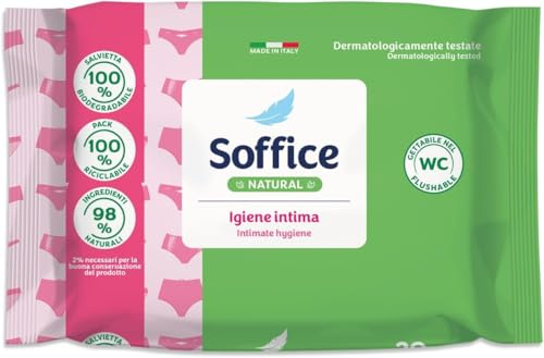 promo 5 confezionida 20 Salviette Soffice Natural Igiene Intima, sono Indicate per l’Igiene Intima Quotidiana - 5 Confezioni da 20 pz