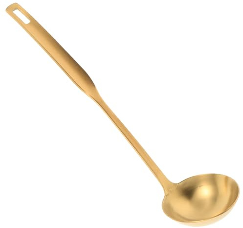 HOMSFOU Louche à Soupe 25 Cm en Acier Inoxydable 304 Doré, Cuillère Renforcée pour Service Soupe et Sauce, Louche Robuste et Polyvalente la Cuisine Maison et Restauration