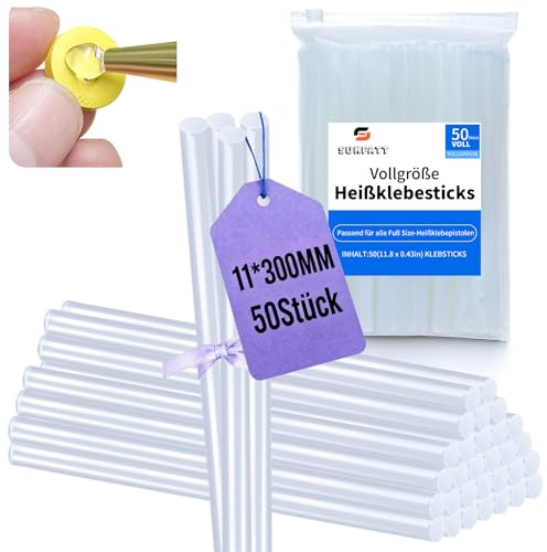 SUNFATT Heißklebesticks 11x300mm Transparent für Heißklebepistole | Lange XL-Klebepatronen für Großprojekte. extra stark & schnelltrocknend. Perfekt für Holz, Kunststoff & DIY