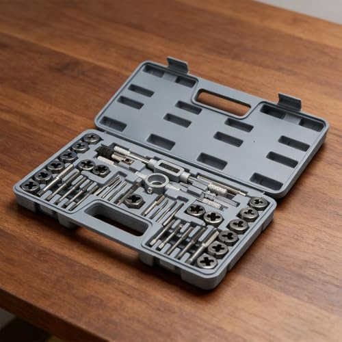 ZASCHMOY Set di Maschi e Filiere Metriche Kit di Strumenti di Riparazione per Filettature in Acciaio Temprato Premium per la Lavorazione dei Metalli e della Lavorazione del Legno