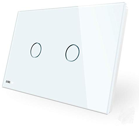 LIVOLO Wireless Remote Interruttore della Luce con Indicatore LED Touch Switch con Pannello in Cristallo Toccare Interruttore a parete per Illuminazione Domestica,2Gang 1Way,C902R-11