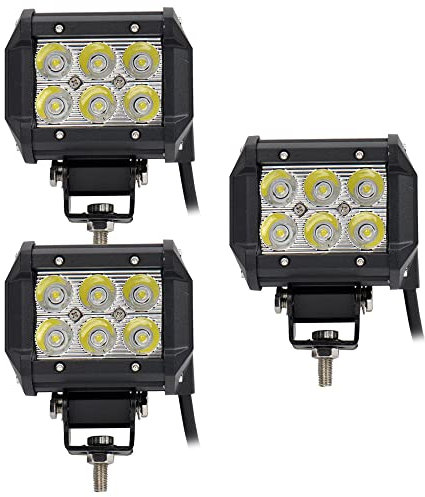 3x 18W Led Arbeitsscheinwerfer Offroad Lampe IP67 1560LM Flood Scheinwerfer Led Arbeitslicht Light Bar 12V 24V Zusatzscheinwerfer Rückfahrscheinwerfer