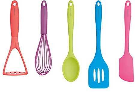 KitchenCraft CWBRTOOLS5PC Set di Utensili da Cucina in Silicone, Multicolore