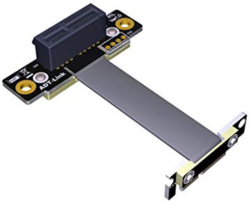 ADT-Link Dual 90° rechtwinklige PCIe 3.0 x1 auf x1 Verlängerungskabel R11SL-TL 8G/BPS High Speed PCI Express 1x Riser Card Ribbon Extender 5cm
