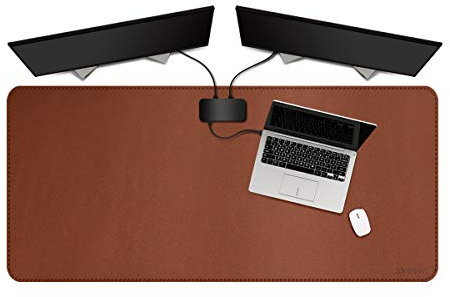 ZORESYN Schreibtischunterlage aus PU-Leder [Braun] - XXL Tischschoner (120x60cm) wasserdichte Schreibtischmatte mit Anti-Rutsch Unterseite - Büro Matte, Schreibunterlage, Mauspad für Homeoffice