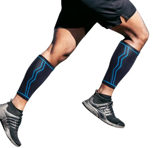 AGILE NOW – Juego de 2 pantorrilleras de compresión – Alivian la tensión y protegen los gemelos durante la actividad deportiva – Pantorrilleras unisex – Medias de compresión (XL) | Azul