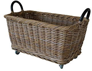 Sechome B18-DR Cesto Portalegna in Rattan Naturale con Ruote (Medium Stube)
