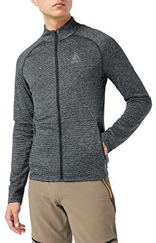 Odlo Herren Langarm Shirt mit Reißverschluss SESVENNA, Black Melange, XL