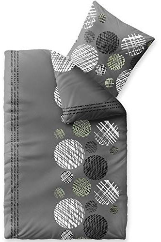 aqua-textil Trend Bettwäsche 135x200 cm 2tlg. Baumwolle Bettbezug Ciara Punkte Streifen Grau Anthrazit Weiß
