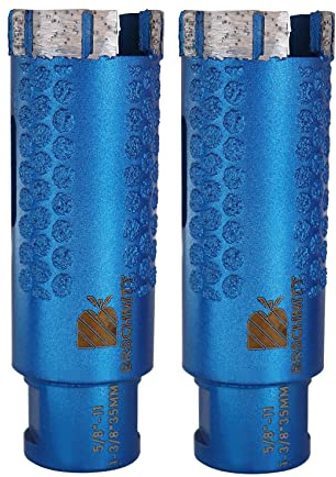 Diamond Core Drill Bit,BRSCHNITT 1 3/8 Inch Laser Welded Diamond Hole Saw with 5/8-11 Thread for Granite Marble Solid Block Stone Reinforced Concrete,Dry or Wet Drilling (35mm 2pcs)
