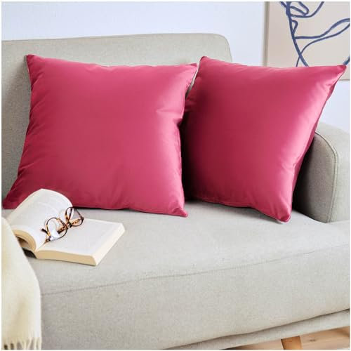 Blumtal 2er Set Kissenbezug 40x40 cm Pink - dekorativer Samt Kissenbezug mit verstecktem Reißverschluss, Kissenhülle für Zierkissen Deko-Kissen Polster Sofakissen & Couchkissen, waschbar
