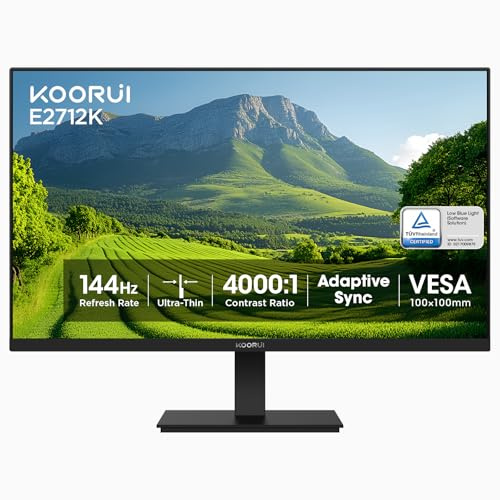 KOORUI 27 Inch FHD Monitor, Computer Monitor(IPS Panel, 1080P, 75HZ, HDMI+VGA, 99% SRGB, 5ms Response, Eye Care) Virtually Borderless Design Display Monitor
