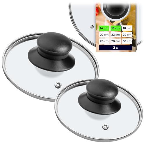 KADAX Glas Lock Set, Kruklock ⌀14-30 cm, Värmebeständigt för Kruka, Pannor Med Handtag Av Plast, Universellt (16+14cm)