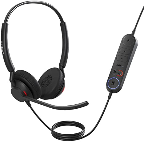 Jabra Engage 40 Wired Stereo Headset with Inline Call Control, Noise-Cancelling 2-Mic Technology, Ultra-Lightweight Design and USB-C Cable - MS Teams Certified, works with all other platforms - Black