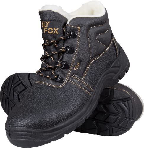 Ogrifox OX-SLX-TO-SB Chaussures de travail pour homme et femme | Chaussures de sécurité | Isolées en peau de mouton | Chaussures de sécurité | ISO EN20345 | Noir/doré, noir/or, 42 EU