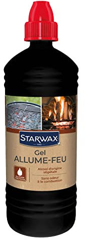 STARWAX - Gel Allume feu pour Barbecue et cheminée - sans Odeur à la Combustion - Alcool Végétal - Contient du Bitrex - sans altération de la saveur - Allumage Facile - 850ml