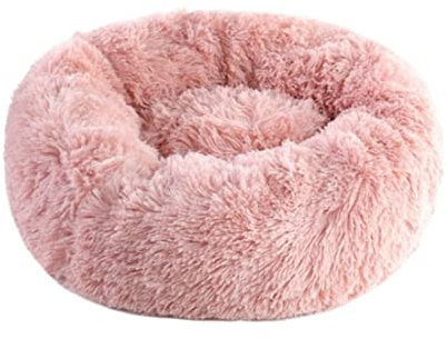 Katzenbett Hundebett Haustierbett Warmes Katzenbett Plüsch Waschbare Hundebetten, Beruhigendes Haustierbett Hundematte Welpenkissen Zwinger Hundesofa Hundematte ( Blue : Pink , Size : Diameter 70cm )
