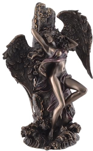 Chained Angel- Engel an Felsen gekettet, von Hand bronziert und coloriert, Veronese
