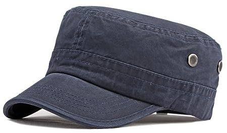 Herr platt topp militär justerbar visir utomhus sport hatt armékeps klassisk basebollkeps, Ljusblått, one size