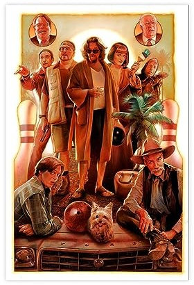 EMIGOS Filmposter The Big Lebowski, Leinwand-Poster, Wandkunst, Dekor, Bild, Gemälde für Wohnzimmer, Schlafzimmer, Dekoration, ungerahmt, 30 x 45 cm