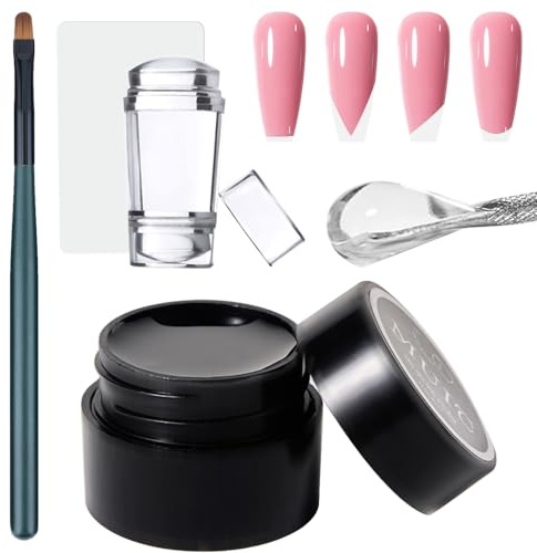 Maniküre-Nagelband-Pinsel-Set, fester Nagelkleber, Nagelstempel, für künstlichen Nagelkleber und UV-Gel, französisches Fingerspitzen-Stempelwerkzeug, 10 ml Nagelkleber