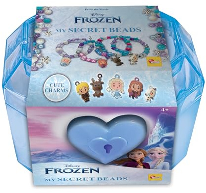 Lisciani - FROZEN: MI CONJUNTO DE PERLAS SECRETAS - Kit de Creación de Joyas - Cofre con Cerradura y Llave - Perlas Coloridas y Personaje de Frozen - Desde 3 años en adelante