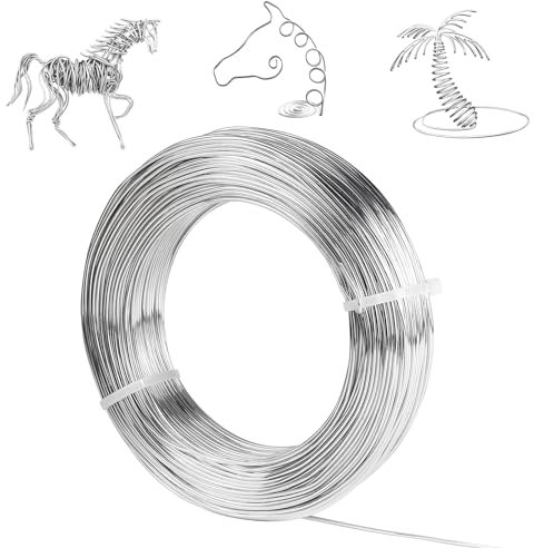 SUPAWAY 1,5 mm Auminiumdraht 100m Länge Craft Aludraht Basteldraht Aluminium Modellierdraht Schmuck Alu-Draht Rolle Blumendraht für Schmuckherstellung Handwerk Modellieren Armaturen Skulpturen Silber
