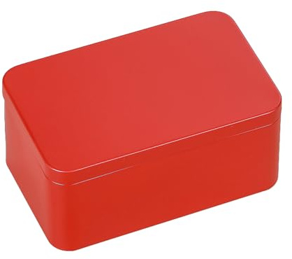 rongweiwang Scatola da tè Quadrata squisita e Pratica Scatola di Latta in Metallo compatta e Portatile Barattoli di stoccaggio in Metallo rettangolari Vuoti in, Rosso
