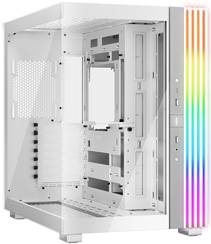 be quiet! Light Base 600 DX White PC-hölje, hisnande panoramabild, show-Case, dubbel kamberdesign, massiv ARGB LED-remsor, inverterade och kan användas horisontellt, backside connector design
